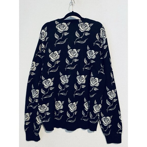 Urban Outfitters UO Cardigan Sweater Mens XL War of the Roses Graphic Black - Picture 4 of 6